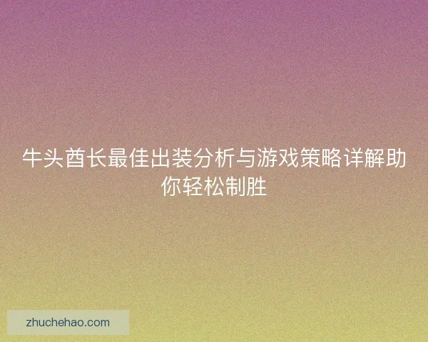牛头酋长最佳出装分析与游戏策略详解助你轻松制胜