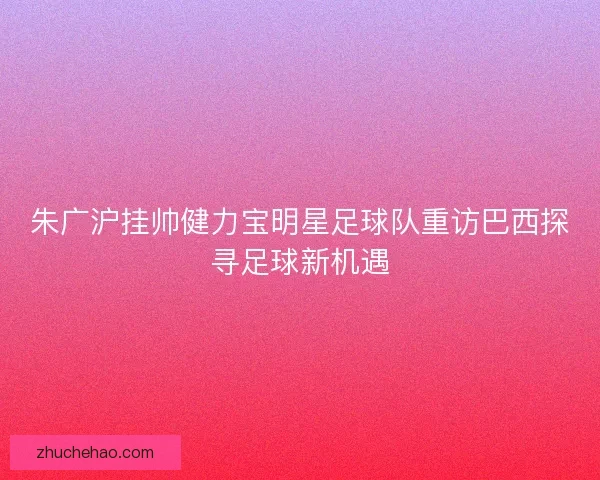 朱广沪挂帅健力宝明星足球队重访巴西探寻足球新机遇