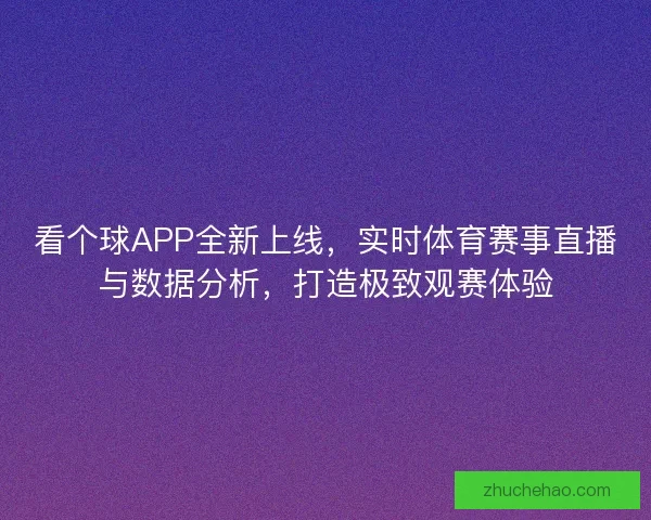 看个球APP全新上线，实时体育赛事直播与数据分析，打造极致观赛体验